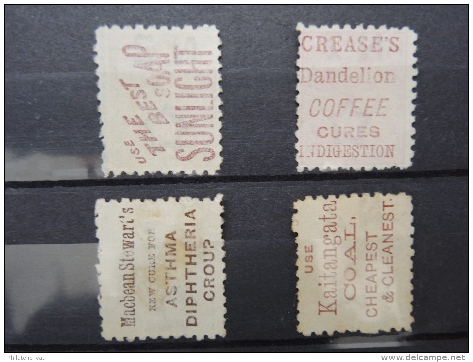 NOUVELLE-ZELANDE -  LOT DE 4 TIMBRES AVEC PUBLICITE AU VERSO    TRES PEU  FREQUENT A VOIR  LOT P3799 - Used Stamps