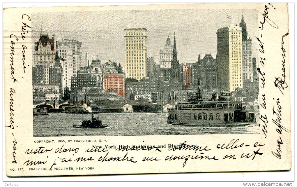 New York High Buildings And River Front (1902) - Hudson River