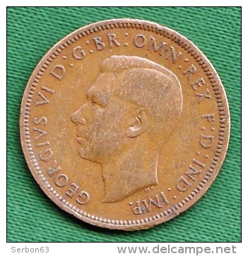 1 PIECE ANGLETERRE HALF PENNY 1939 GEORGIUS VI D : G : BR :OMN : REX F : D : IND : IMP : N° 185 - Other & Unclassified