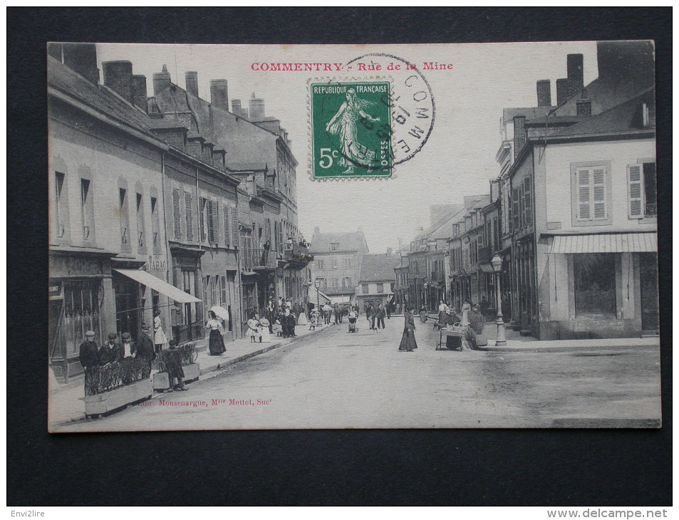 Ref4129 JU CPA Animée De Commentry (Auvergne) - Rue De La Mine Commerces Tabac 1907 - Commentry