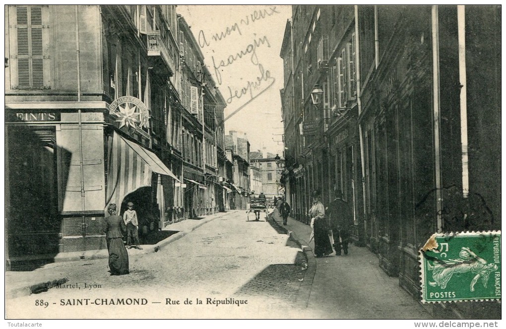 CPA 42 ST CHAMOND RUE DE LA REPUBLIQUE 1908 - Saint Chamond