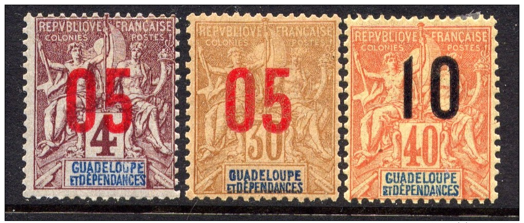 GUADELOUPE - N° 72/74* - TYPE GROUPE - Ungebraucht