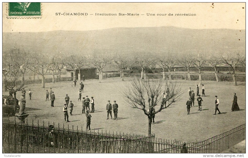 CPA 42 ST CHAMOND INSTITUTION STE MARIE UNE COUR DE RECREATION 1908 - Saint Chamond