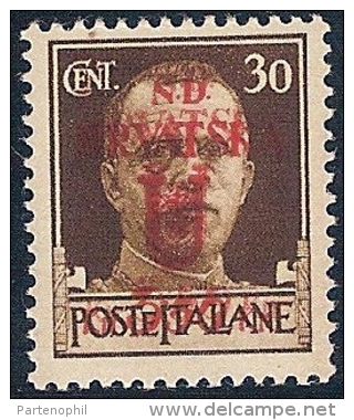 ** Occupazione Croata Emissioni Di Spalato - 1944 F.llo Da 3,50 Kune Su 30 C. Di Spalato, Con Doppia Soprastampa MNH - Kroatische Bes.: Sebenico & Spalato