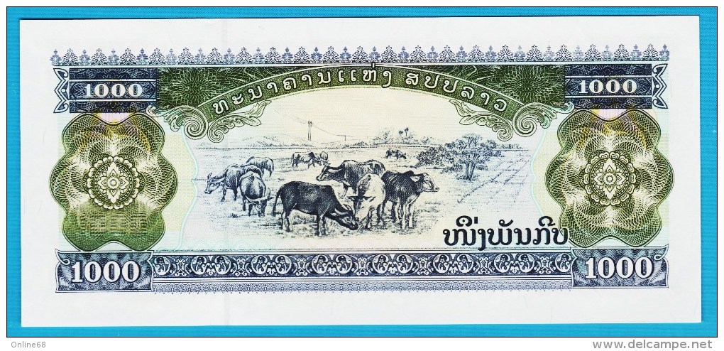 LAOS LOT 2x 1000 KIP  2003 # KN  316215x  - Subsequent No -   P#32Ab - Laos