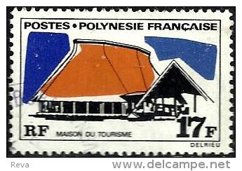 POLYNESIE FRANCAISE MAISON DU TOURISME HUT 17 FR STAMP ISSUED 1970's SG106 USED  CV£6 READ DESCRIPTION !! - Oblitérés