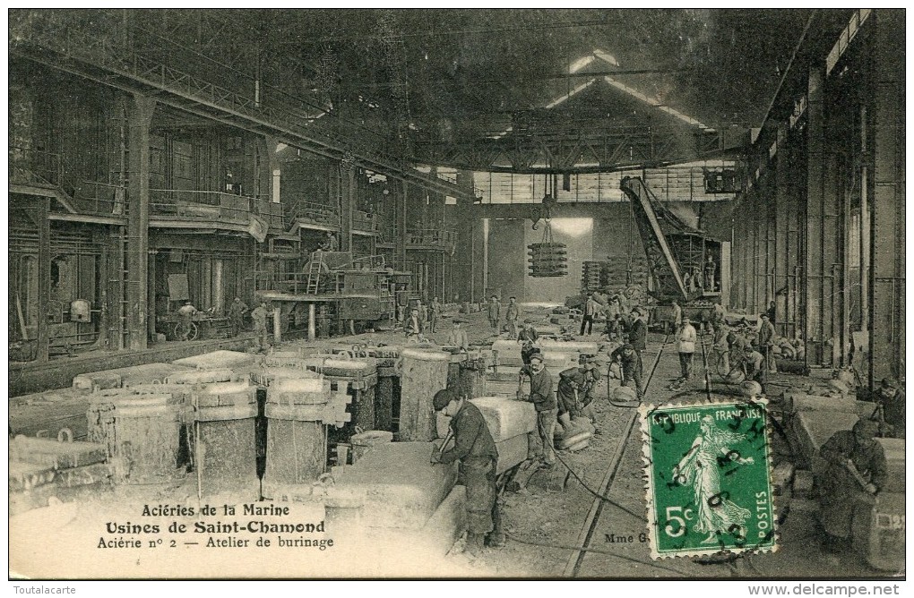 CPA 42 ST CHAMOND ACIERIES DE LA MARINE ATELIER DE BURINAGE 1913 - Saint Chamond