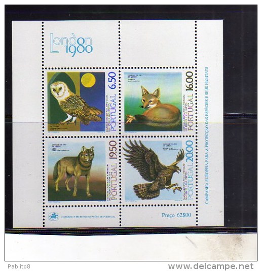 PORTOGALLO PORTUGAL 1980 PROTEZIONE HABITAT FAUNA BLOCK SHEET BLOCCO FOGLIETTO BLOC FEUILLET MNH - Blocks & Kleinbögen