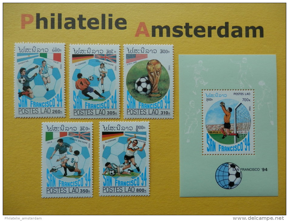 Laos 1992, WORLD CUP USA 94 / FOOTBALL SOCCER VOETBAL FUSSBALL FUTBOL: Mi 1306-10, + Bl. 143, ** - 1994 – USA