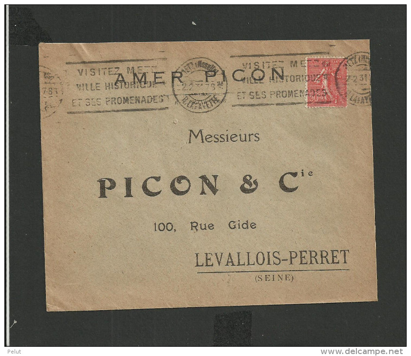 Enveloppe  AMER PICON Metz Pour Levallois-Perret - 1921-1960: Période Moderne