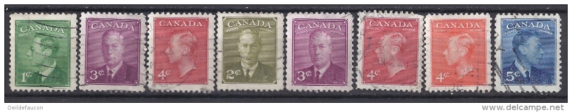 CANADA - Yvert - 231 - 233 - 234 - 237 A - 238 - 239 - 239A - 240 -  - George VI - Cote1,80 &euro; - Autres & Non Classés