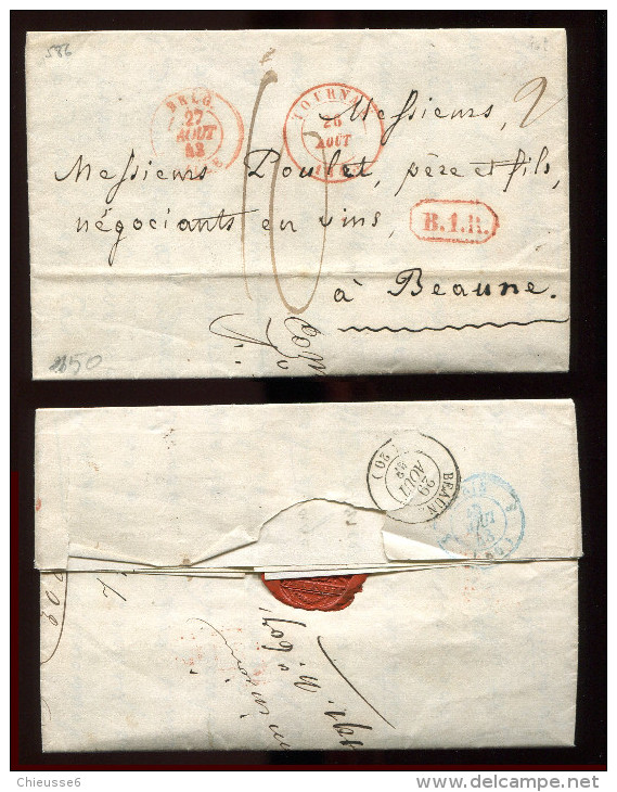 LB -   Lac - Lettre De Belgique Cachet Rouge Tournay 26 Aout 1843 - Cachet Rouge Belgique Lille - 27 Aout 1843 - - Lettr - Other & Unclassified