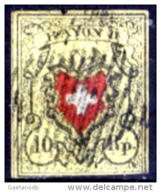 Svizzera-001 - 1850 - Y&T: N. 15 (o) - Privo Di Difetti Occulti. - 1843-1852 Federale & Kantonnale Postzegels