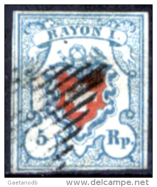 Svizzera-003 - 1851 - Y&T: N. 20 (o) - Privo Di Difetti Occulti. - 1843-1852 Federale & Kantonnale Postzegels