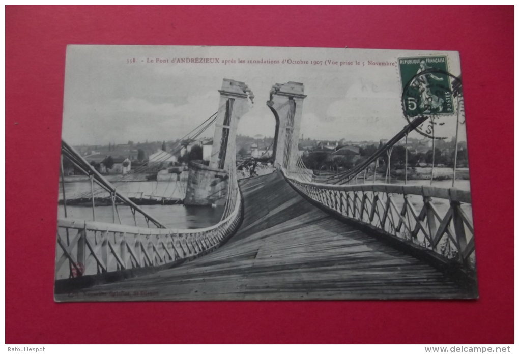 Cp Andrezieux Le Pont Apres Les Inondations D'octobre 1907 - Andrézieux-Bouthéon
