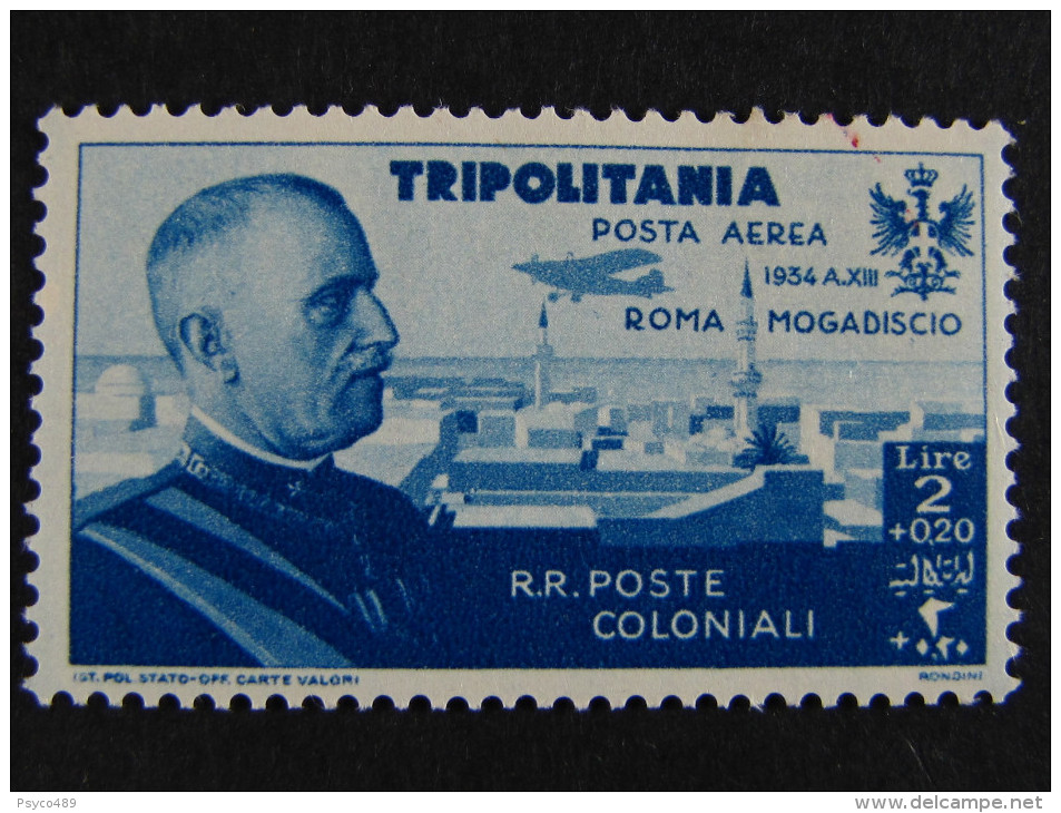 (E)ITALIA Tripolitania Aerea- 1934- "Roma - Mogadiscio" £. 2+20 MNH** (descrizione) - Tripolitania