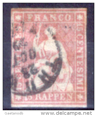 Svizzera-010 - 1854 - Y&T: N. 28 (o) - Privo Di Difetti Occulti. - Used Stamps