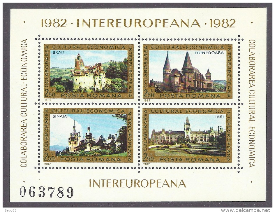 Romania 1982 - Castles, Chateau, Linderhof, Schloss, Castelli, Bran, Hunedoara, Sinaia, Iasi MNH - Unused Stamps