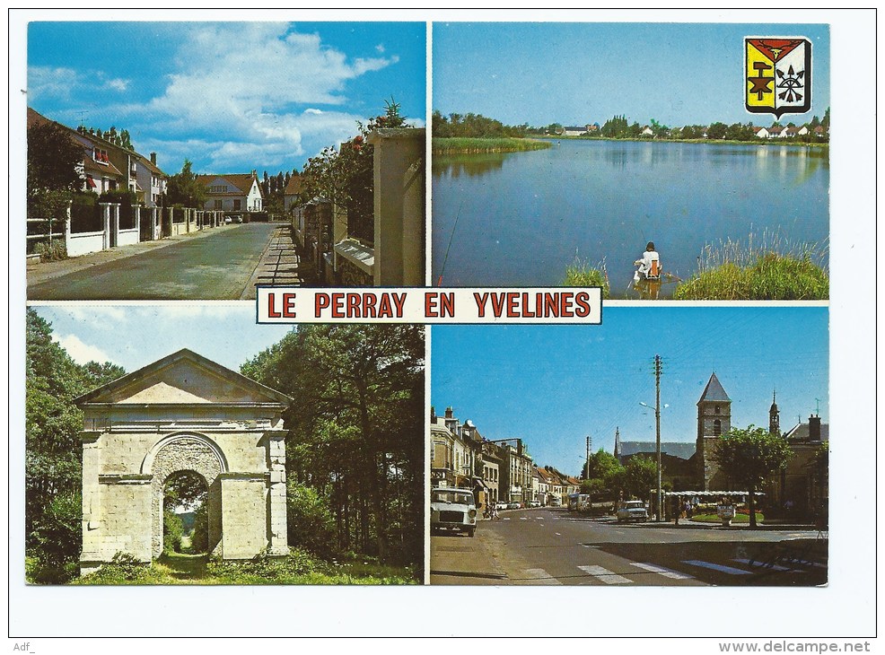 CP MULTIVUES LE PERRAY EN YVELINES, LES VERGERS, L'ETANG, LE PAVILLON DE POURRAS, LA RUE DE PARIS, YVELINES 78 - Le Perray En Yvelines