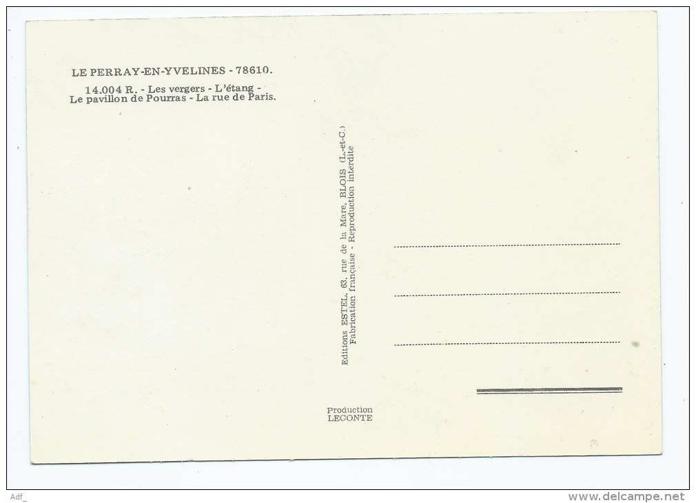 CP MULTIVUES LE PERRAY EN YVELINES, LES VERGERS, L'ETANG, LE PAVILLON DE POURRAS, LA RUE DE PARIS, YVELINES 78 - Le Perray En Yvelines