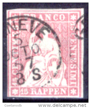 Svizzera-012 - 1854 - Y&T: N. 28 (o) - Privo Di Difetti Occulti. - Gebraucht