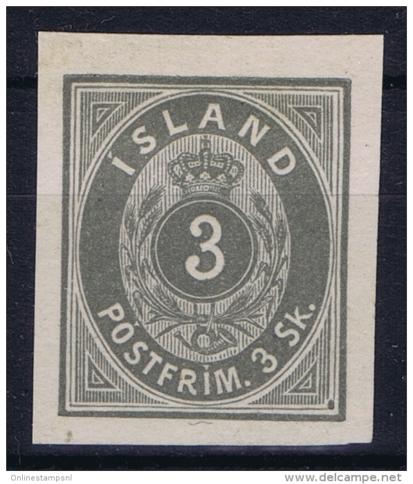 Iceland: 1873 Mi Nr 2 C Not Used (*) No Gum   As Issued! Small Fold At Left Top - Neufs
