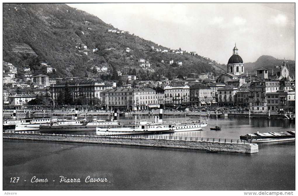 COMO - Piazza Cavour, Dampfschiffe, Fotokarte Um 1943 - Como