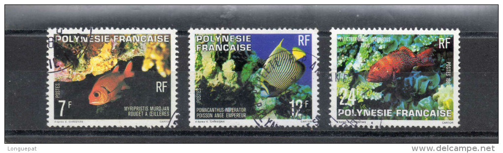 POLYNESIE Fse : Poissons : Rouget à Oeillères, Napoléon (Cheilinus Undulatus) , Ange Empereur  - Faune Marine * - Gebruikt