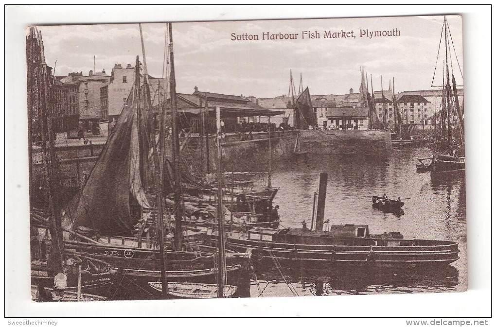 SUTTON HARBOUR FISH MARKET Plymouth Devon Sailing Ship C1905 - Fischerei