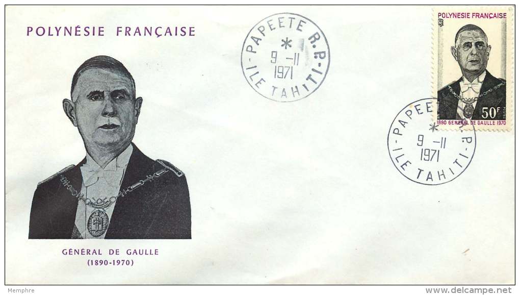 1971   Président De Gaulle  Yv 90  Sur FDC Non Adressé - Brieven En Documenten
