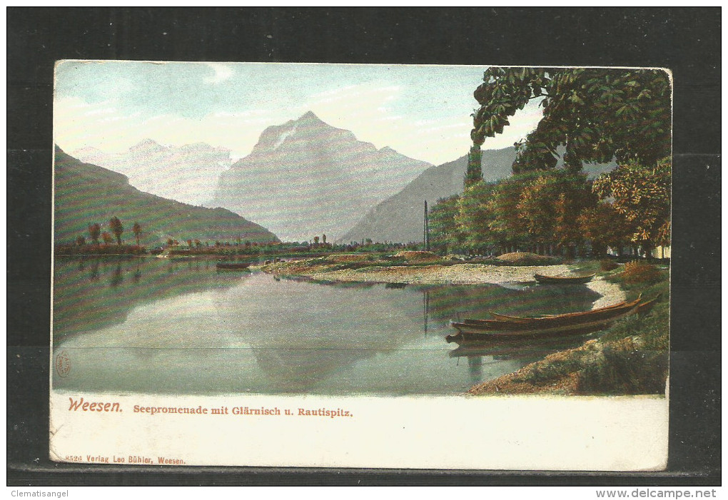 19b * WEESEN * SEEPROMENADE * GLÄRNISCH UND RAUTISPITZ  * 1905  **!! - Weesen