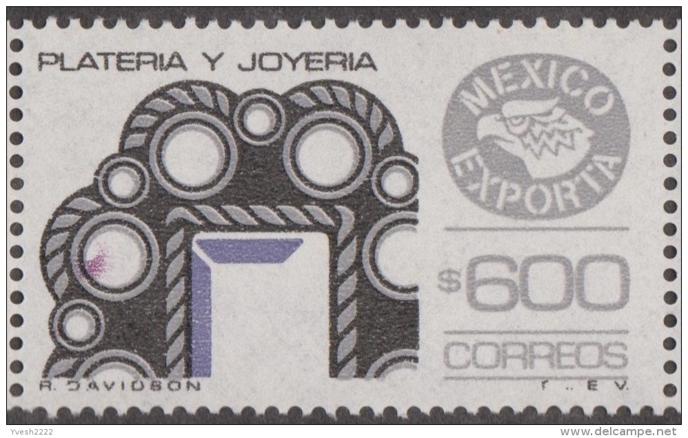 Mexique 1988 Y&T 1242. Bande De 5 Avec Erreur. Impression Lilas Défectueuse. Argenterie Et Joaillerie - Minéraux