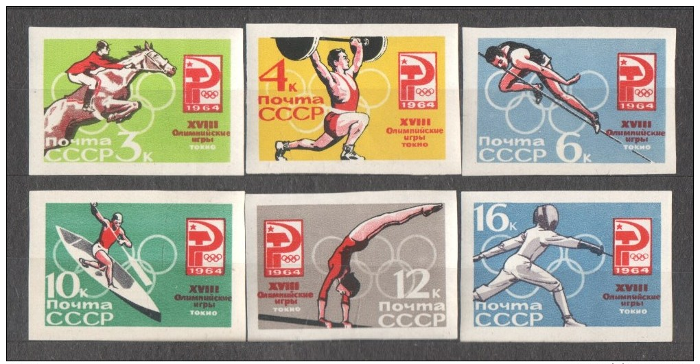 51-199 // USSR - 1964   OLYMPIC GAMES TOKIO  Mi 2932/37 B  ** - Unused Stamps