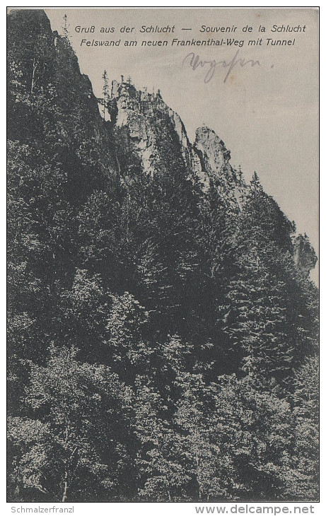 CPA - AK Gruss Schlucht Felswand Frankenthal Weg Tunnel Bei Le Valtin Munster Münster Vogesen Vosges Lothringen Lorraine - Lothringen