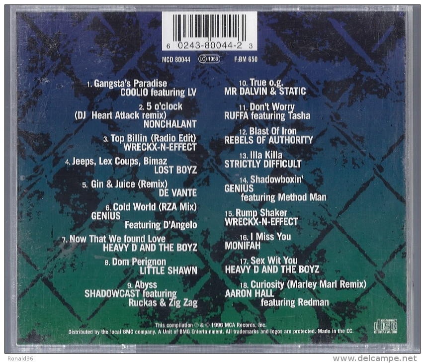 Disque CD RAPPERS PARADISE Featuring Coolio Genius Nonchalant Lost Boyz Wreckx N Effects  Rump Shaker Curiosity Illa Kil - Rap En Hip Hop