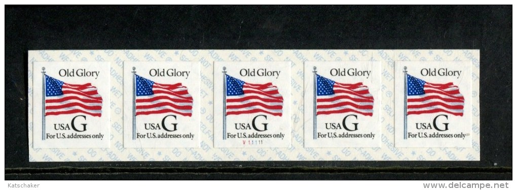 USA POSTFRIS MINT NEVER HINGED POSTFRISCH EINWANDFREI SCOTT 2886B PCN STRIP OF 5 PLATE V11111 OLD GLORY - Sonstige & Ohne Zuordnung