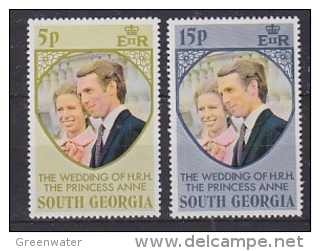 South Georgia 1973 Royal Wedding 2v ** Mnh (21254) - Georgias Del Sur (Islas)