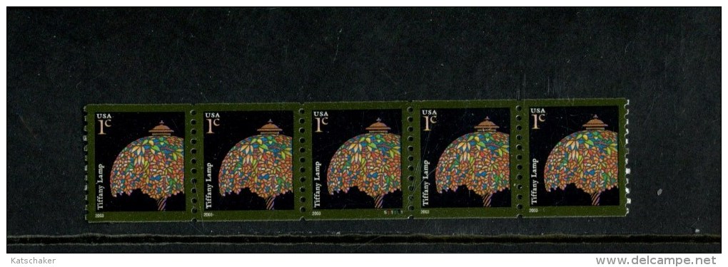 310993808 USA POSTFRIS MINT NEVER HINGED POSTFRISCH EINWANDFREI SCOTT 3758 PCN STRIP OF 5 PLATE S11111 TIFFANY LAMP - Autres & Non Classés