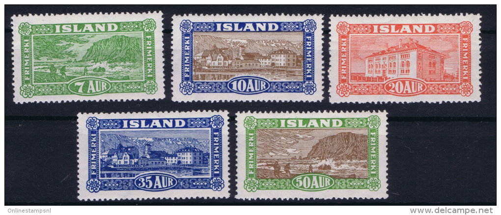 Iceland: 1926 Mi Nr 114 - 118 MNH/** Postfrisch 118 = Very Light Hinged Fa 168 - 172 - Ongebruikt