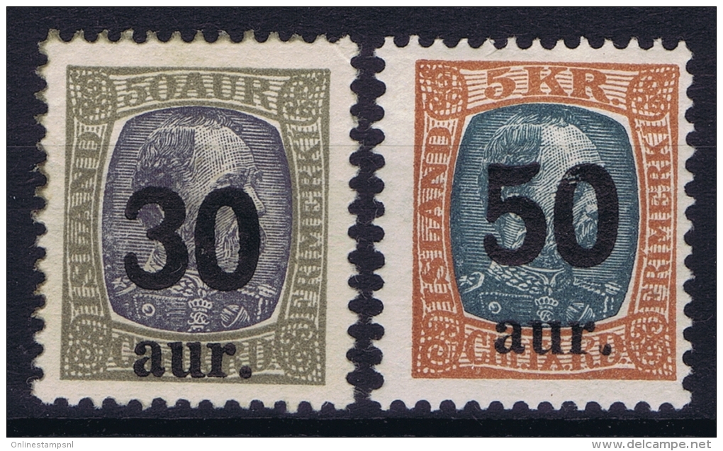 Iceland: 1925 Mi Nr 112 - 113 MNH/**  Fa 101 - 102 (signed) - Neufs