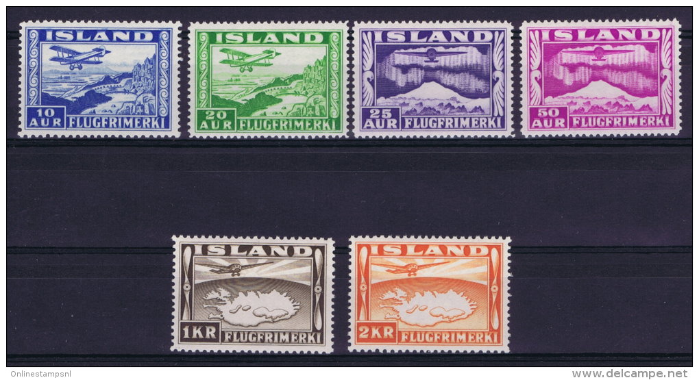 Iceland: Airmail Mi 175 - 180   MH/*   With 176A Perfo 14 - Airmail
