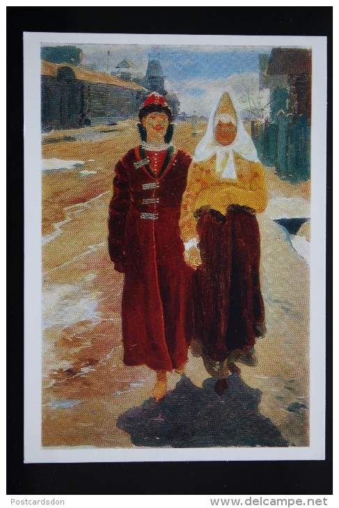 RUSSIAN TYPES - Old Art Postcard - A.P.Ryabushkin (1861-1904) "Young Lovers" - Russie