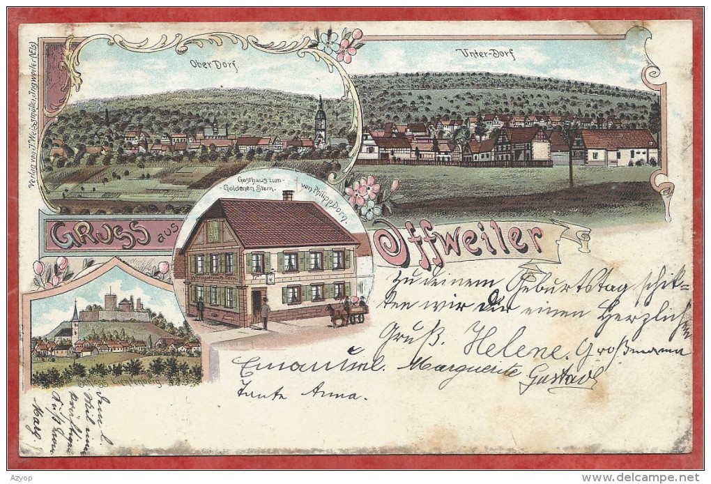 67 - GRUSS Aus OFFWEILER - OFFWILLER - Litho Couleur Multivues - Gasthaus Zum Goldeden Stern - Lichtenberg - Other & Unclassified