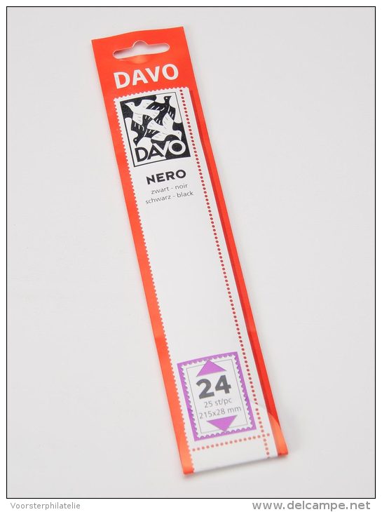 DAVO NERO STROKEN MOUNTS N24 (215 X 28) 25 STK/PCS - Enveloppes Transparentes