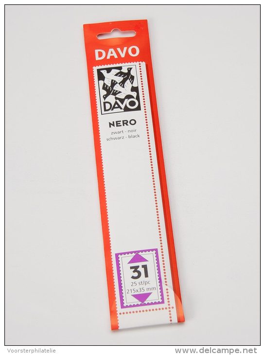 DAVO NERO STROKEN MOUNTS N31 (215 X 35) 25 STK/PCS - Buste Trasparenti