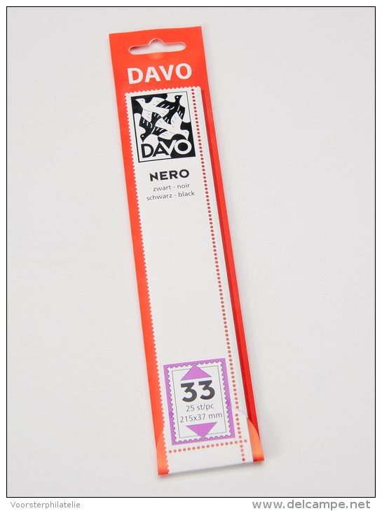 DAVO NERO STROKEN MOUNTS N33 (215 X 37) 25 STK/PCS - Buste Trasparenti