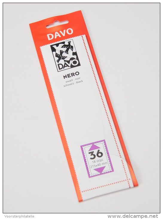 DAVO NERO STROKEN MOUNTS N36 (215 X 40) 18 STK/PCS - Buste Trasparenti