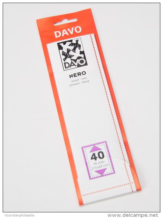 DAVO NERO STROKEN MOUNTS N40 (215 X 44) 18 STK/PCS - Enveloppes Transparentes