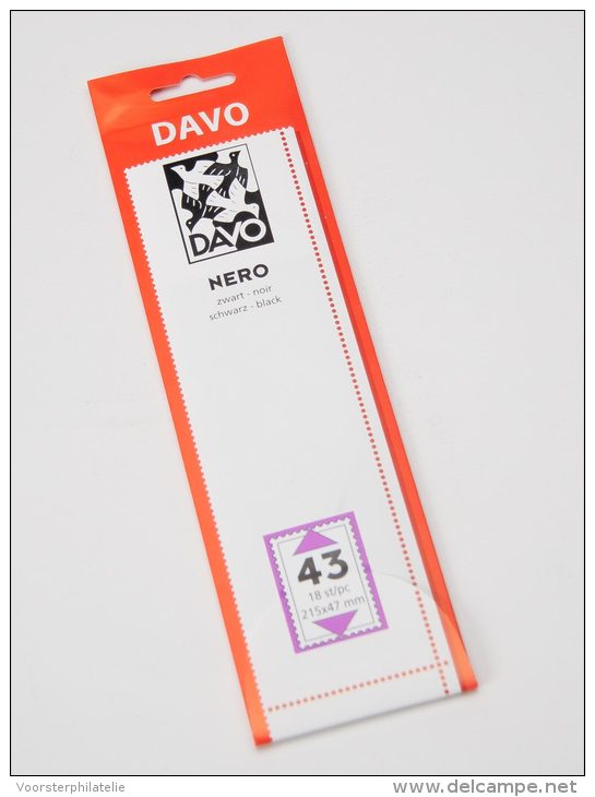 DAVO NERO STROKEN MOUNTS N43 (215 X 47) 18 STK/PCS - Buste Trasparenti
