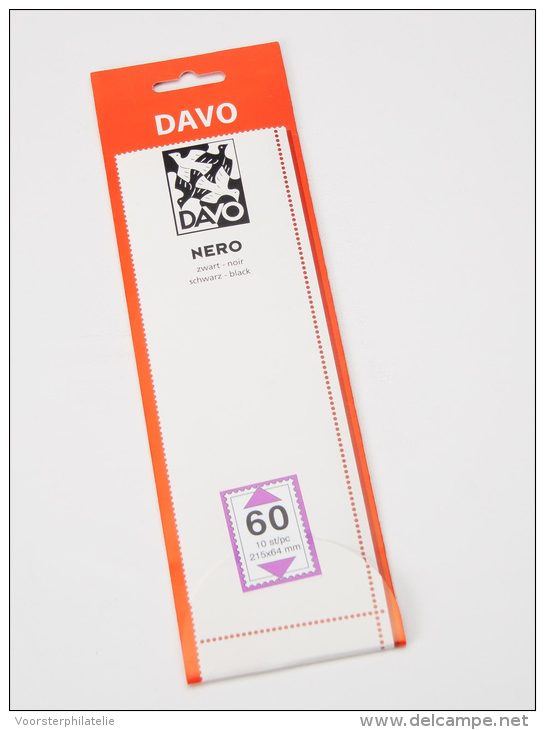 DAVO NERO STROKEN MOUNTS N60 (215 X 64) 10 STK/PCS - Enveloppes Transparentes